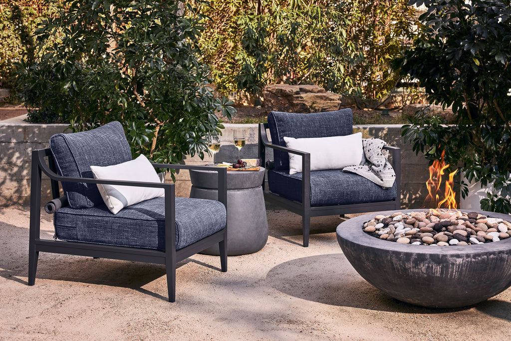 Canapé d'extérieur en aluminium anthracite avec fauteuils - 5 places