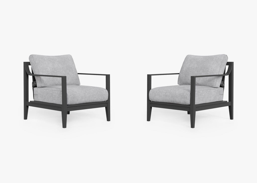 Ensemble de conversation avec fauteuil d'extérieur en aluminium anthracite