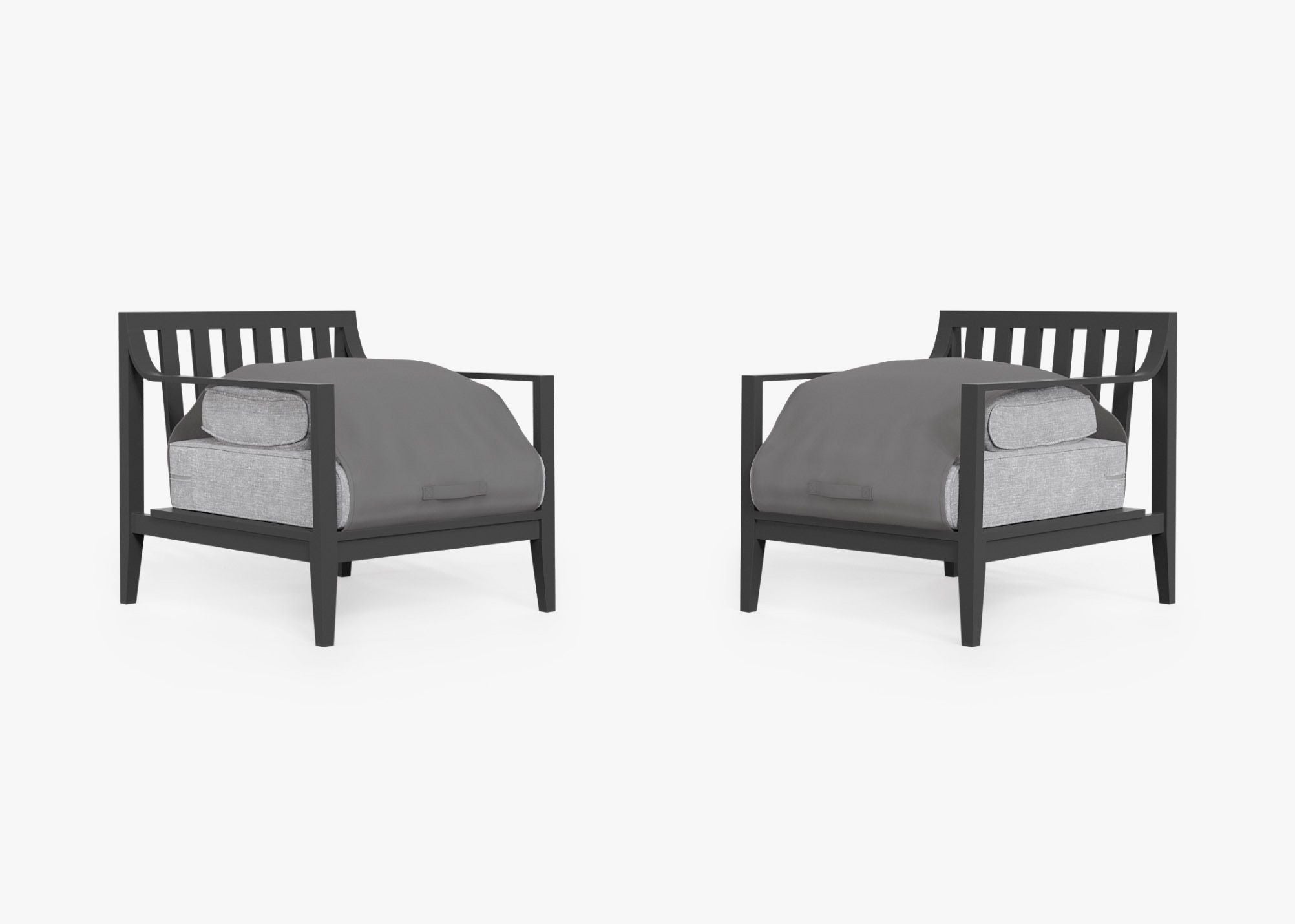 Ensemble de conversation avec fauteuil d'extérieur en aluminium anthracite