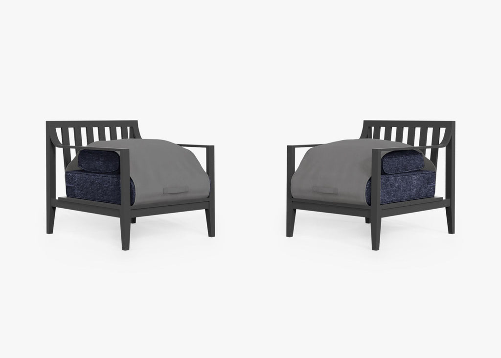 Ensemble de conversation avec fauteuil d'extérieur en aluminium anthracite