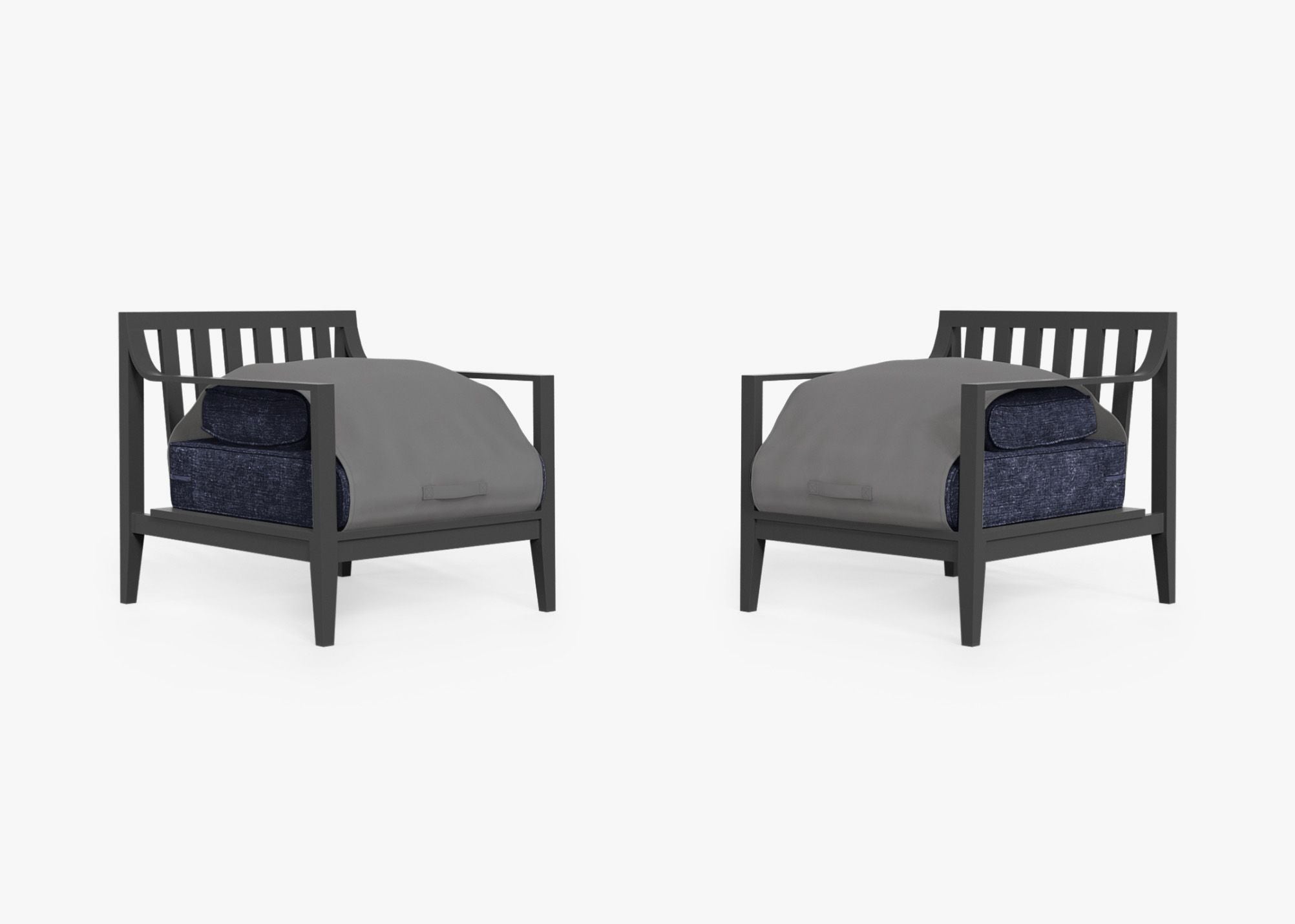 Ensemble de conversation avec fauteuil d'extérieur en aluminium anthracite