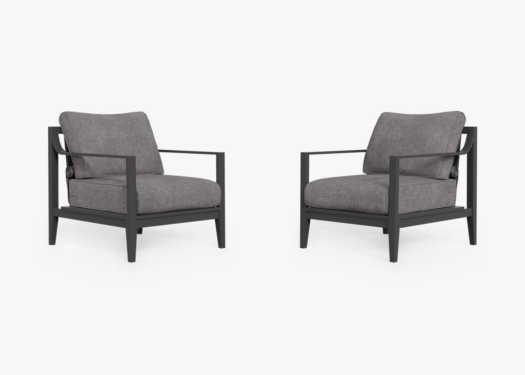 Ensemble de conversation avec fauteuil d'extérieur en aluminium anthracite