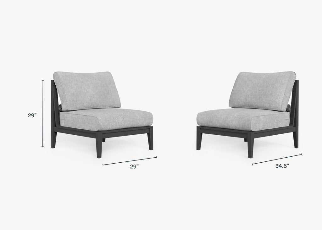 Ensemble de conversation de chaises de jardin sans accoudoirs en aluminium anthracite