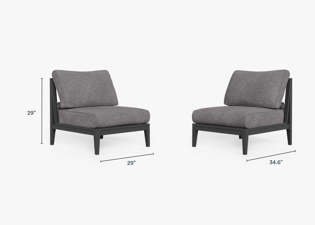 Ensemble de conversation de chaises de jardin sans accoudoirs en aluminium anthracite