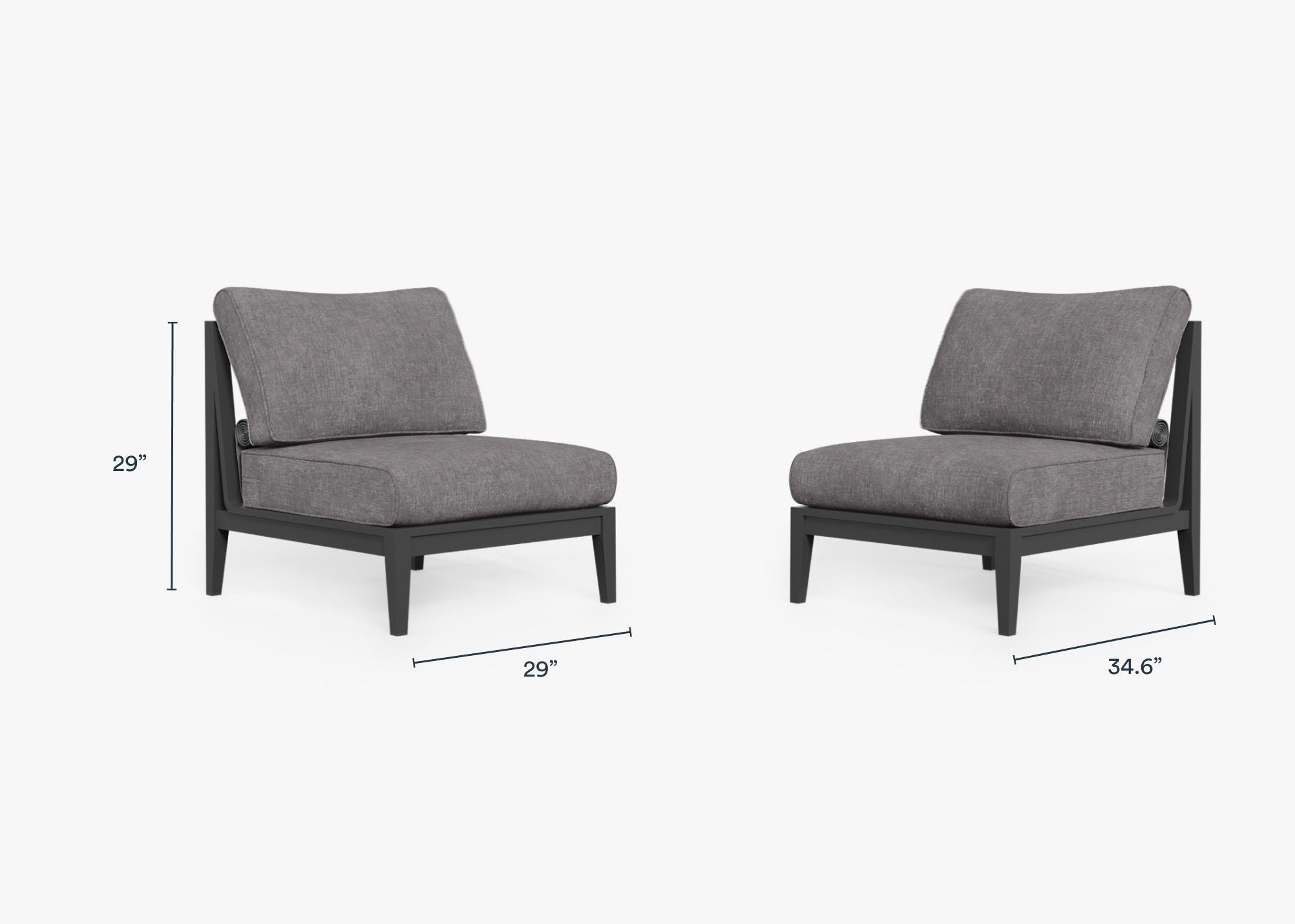 Ensemble de conversation de chaises de jardin sans accoudoirs en aluminium anthracite