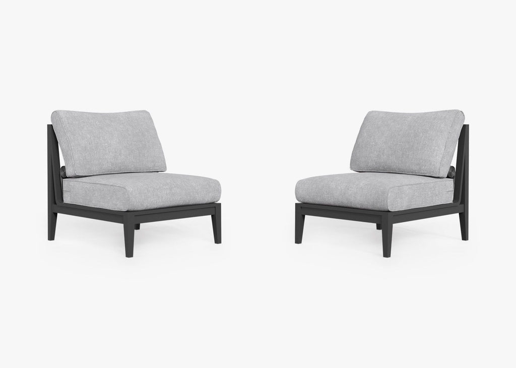 Ensemble de conversation de chaises de jardin sans accoudoirs en aluminium anthracite