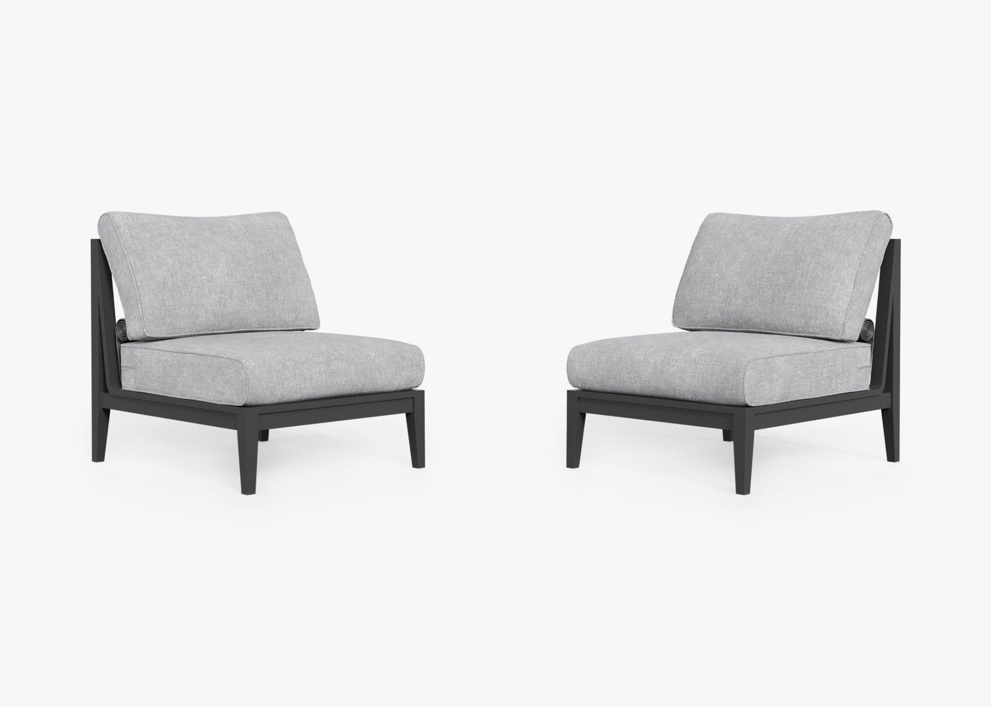 Ensemble de conversation de chaises de jardin sans accoudoirs en aluminium anthracite