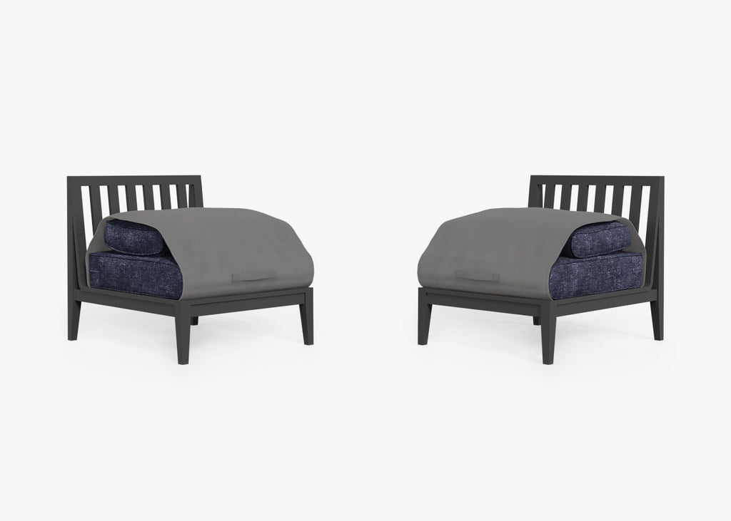 Ensemble de conversation de chaises de jardin sans accoudoirs en aluminium anthracite