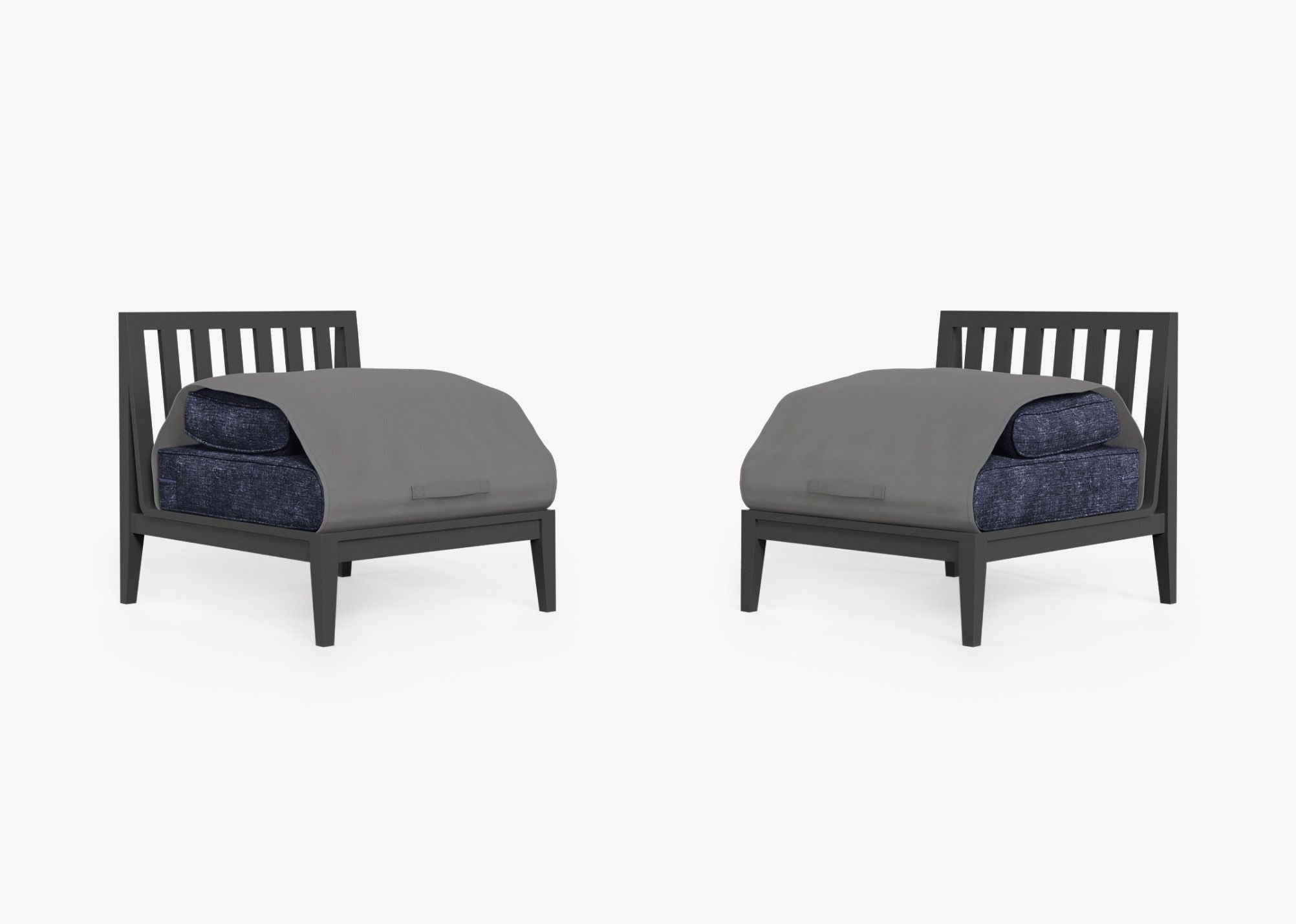 Ensemble de conversation de chaises de jardin sans accoudoirs en aluminium anthracite