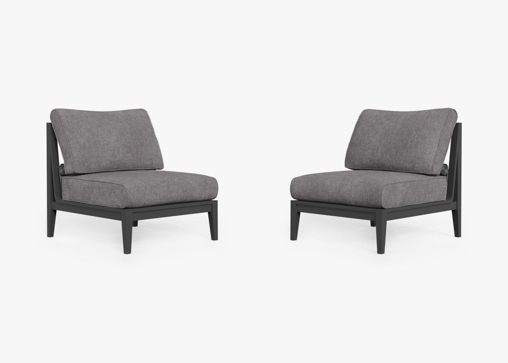 Ensemble de conversation de chaises de jardin sans accoudoirs en aluminium anthracite