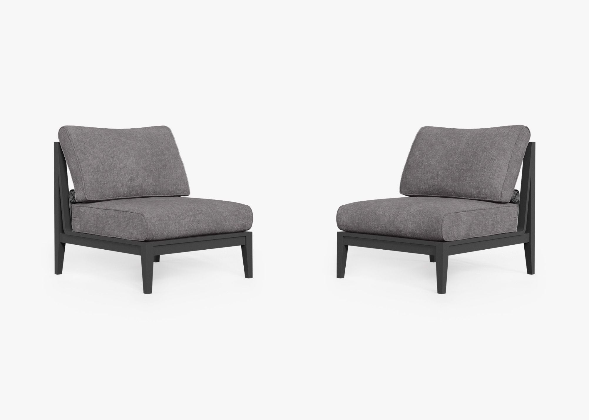 Ensemble de conversation de chaises de jardin sans accoudoirs en aluminium anthracite