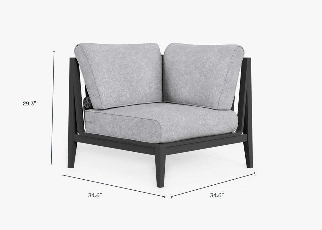 Chaise d'angle d'extérieur en aluminium anthracite - Gauche