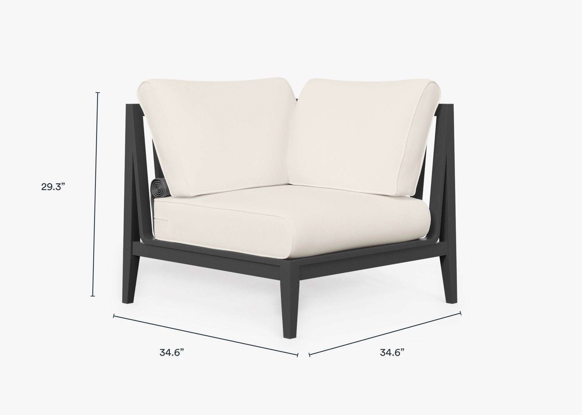 Chaise d'angle d'extérieur en aluminium anthracite - Gauche