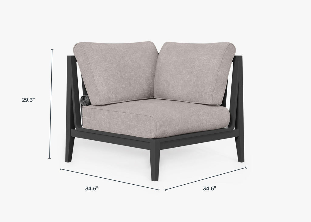 Chaise d'angle d'extérieur en aluminium anthracite - Gauche