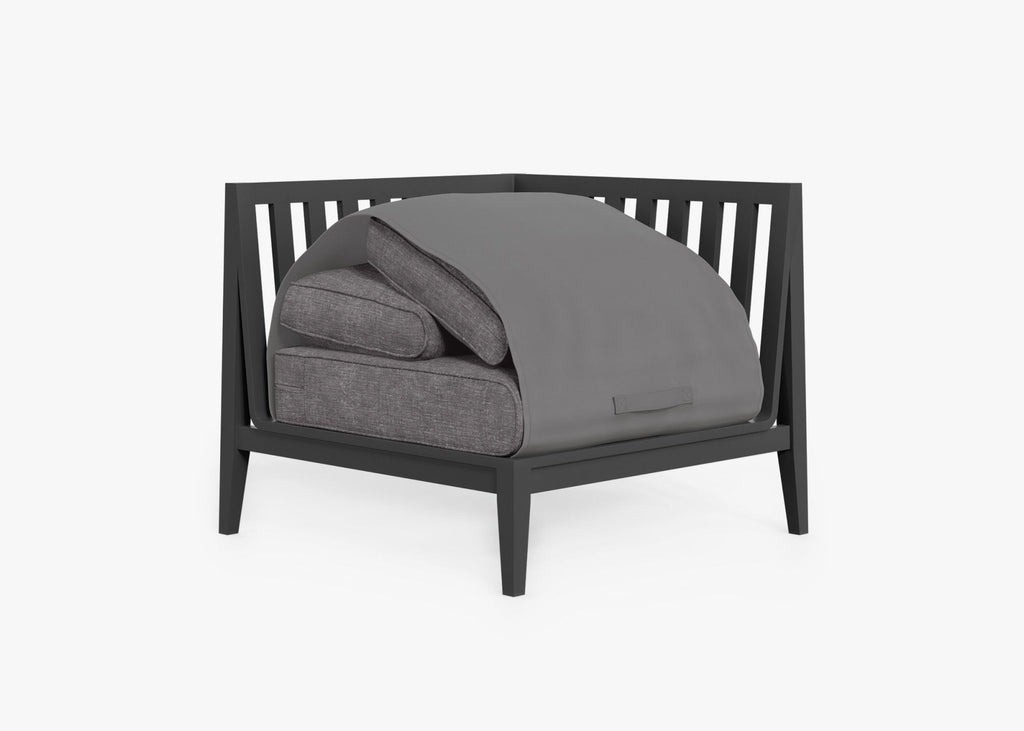 Chaise d'angle d'extérieur en aluminium anthracite - Gauche