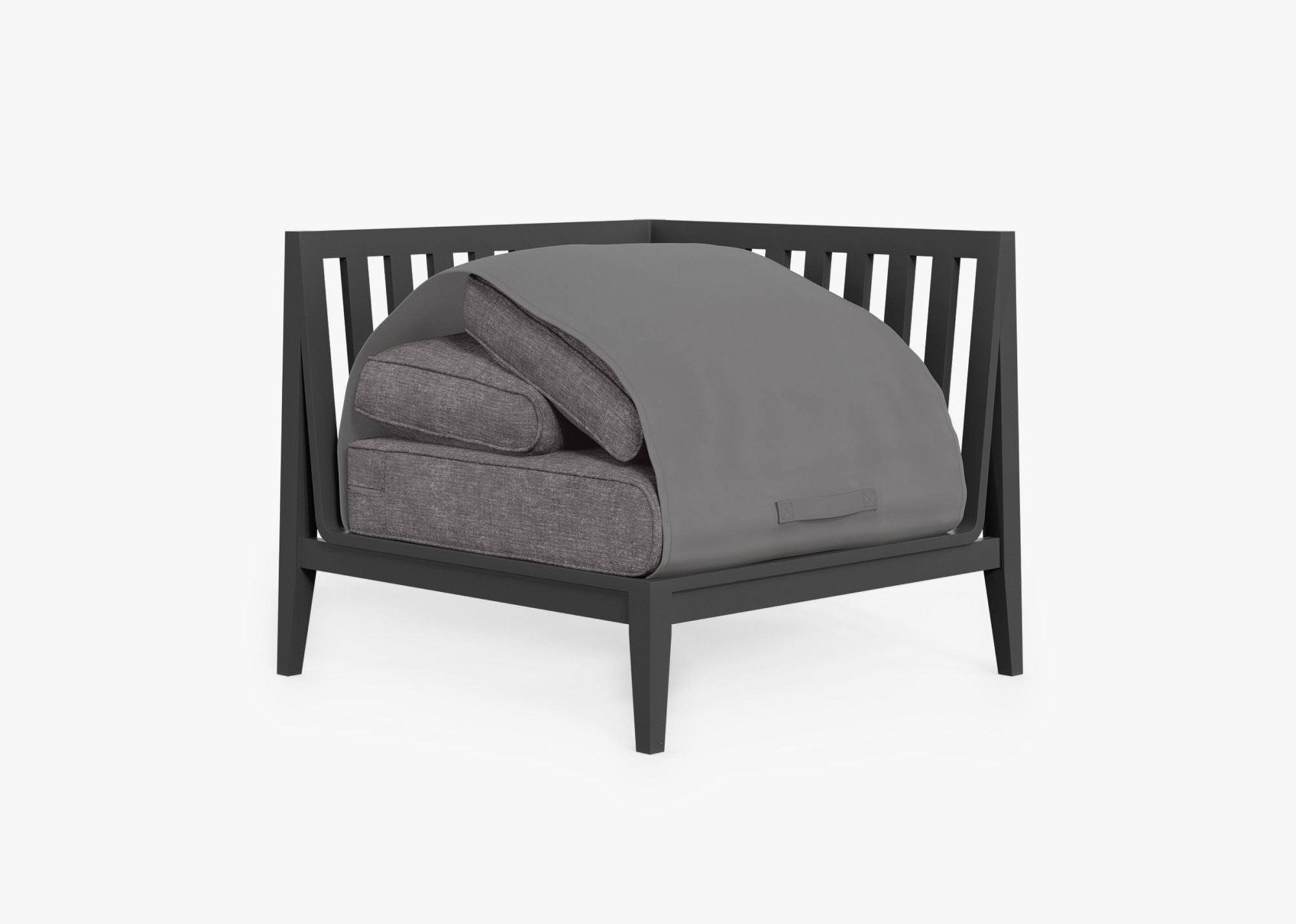 Chaise d'angle d'extérieur en aluminium anthracite - Gauche