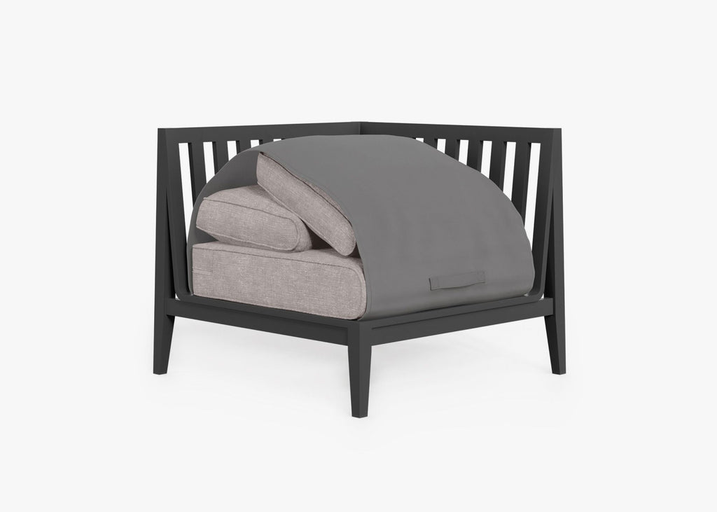 Chaise d'angle d'extérieur en aluminium anthracite - Gauche