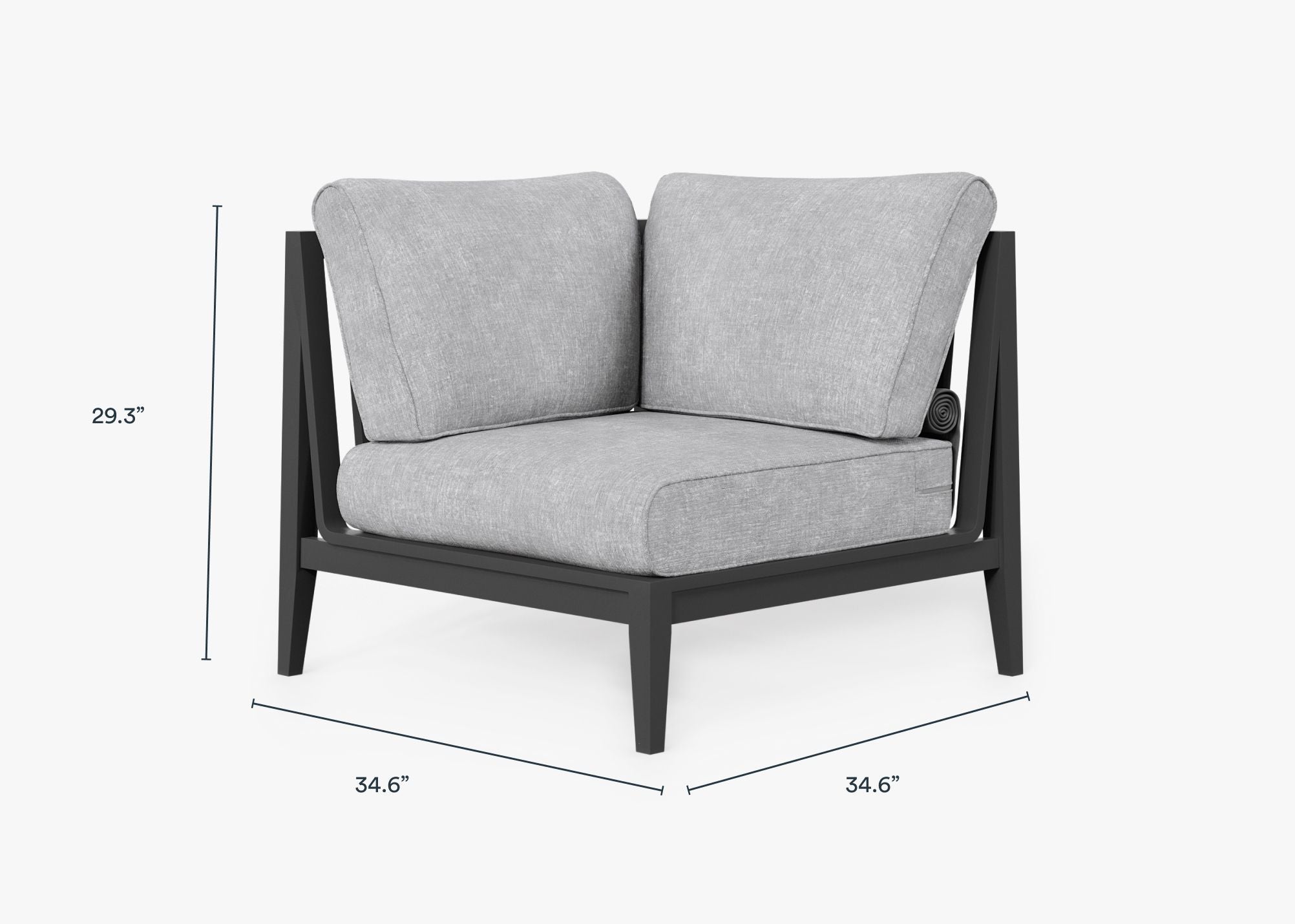 Chaise d'angle d'extérieur en aluminium anthracite - Droite