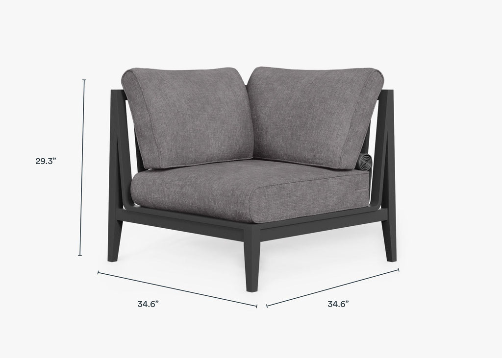 Chaise d'angle d'extérieur en aluminium anthracite - Droite