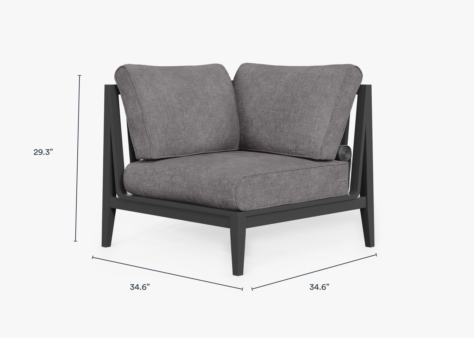 Chaise d'angle d'extérieur en aluminium anthracite - Droite