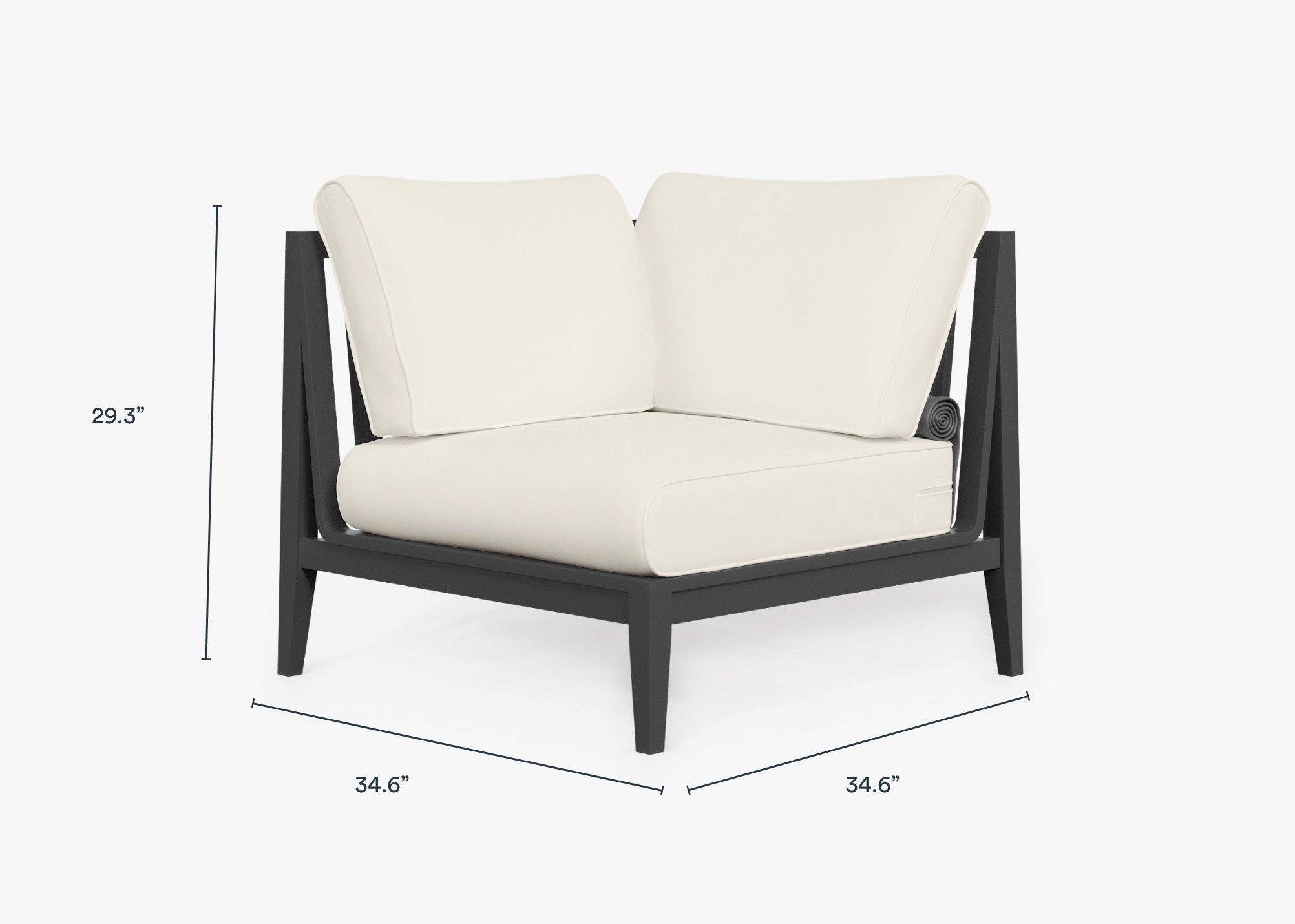 Chaise d'angle d'extérieur en aluminium anthracite - Droite