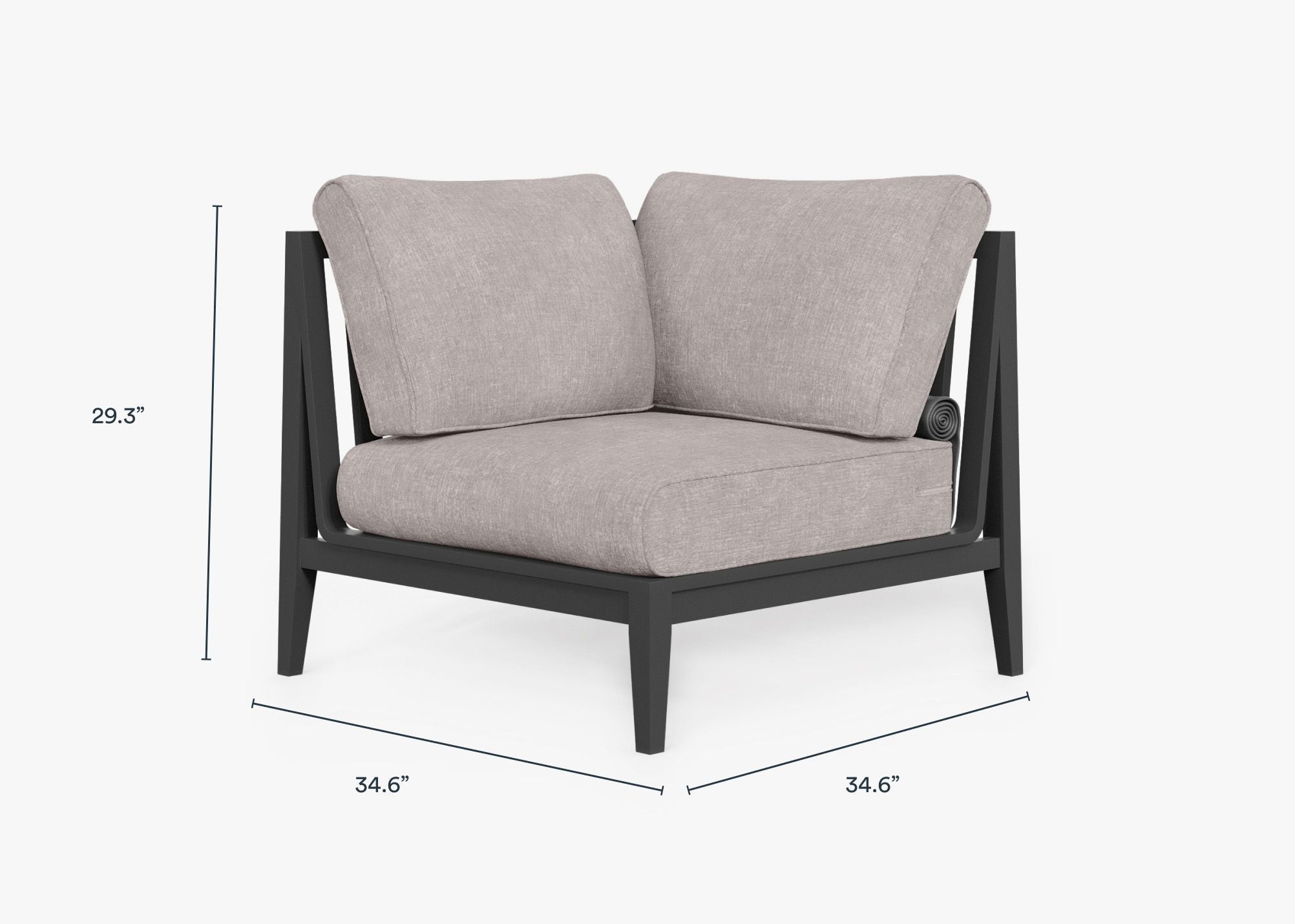 Chaise d'angle d'extérieur en aluminium anthracite - Droite