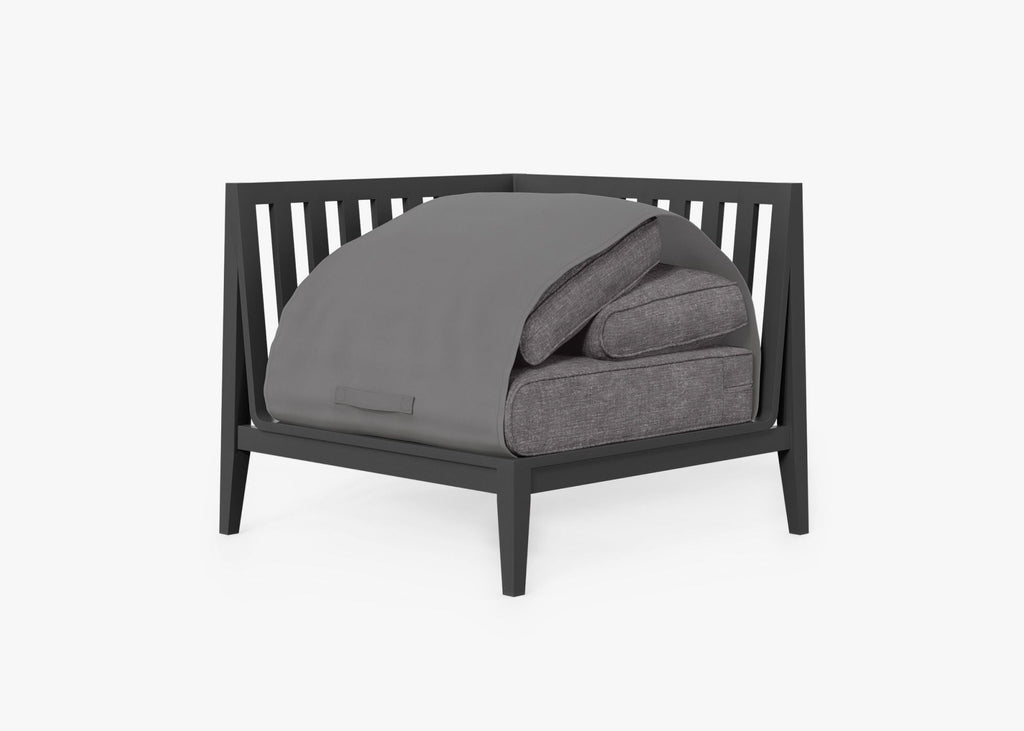 Chaise d'angle d'extérieur en aluminium anthracite - Droite