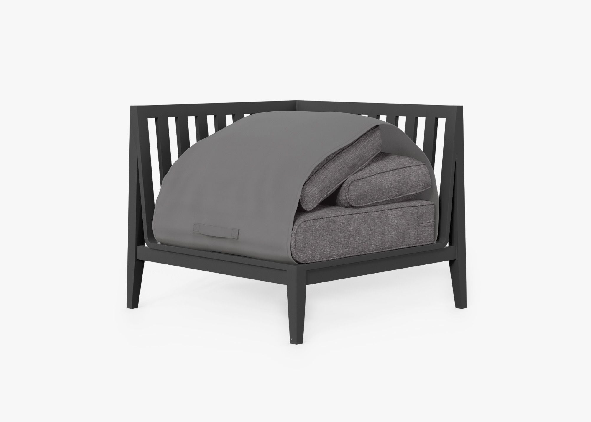 Chaise d'angle d'extérieur en aluminium anthracite - Droite