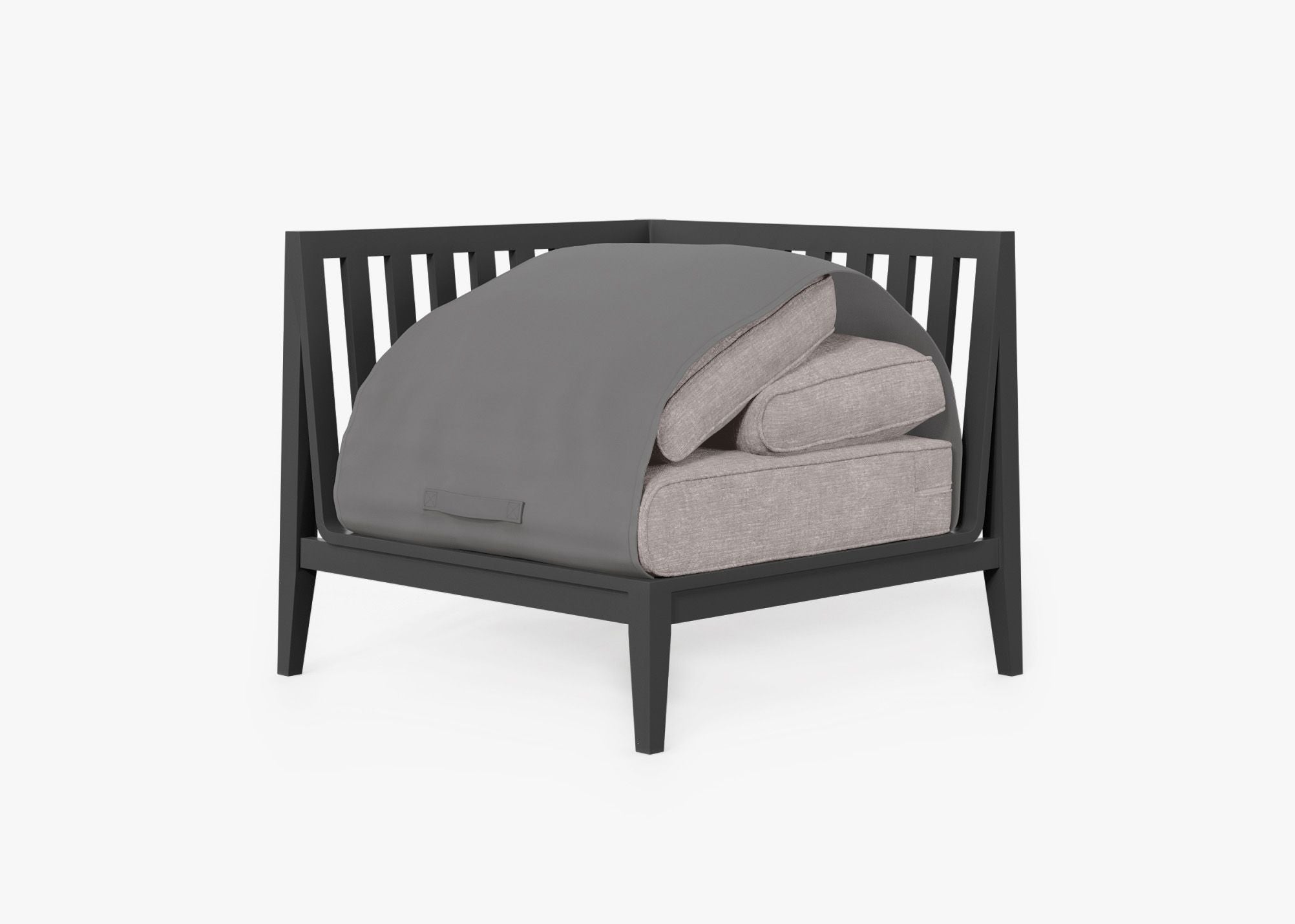 Chaise d'angle d'extérieur en aluminium anthracite - Droite