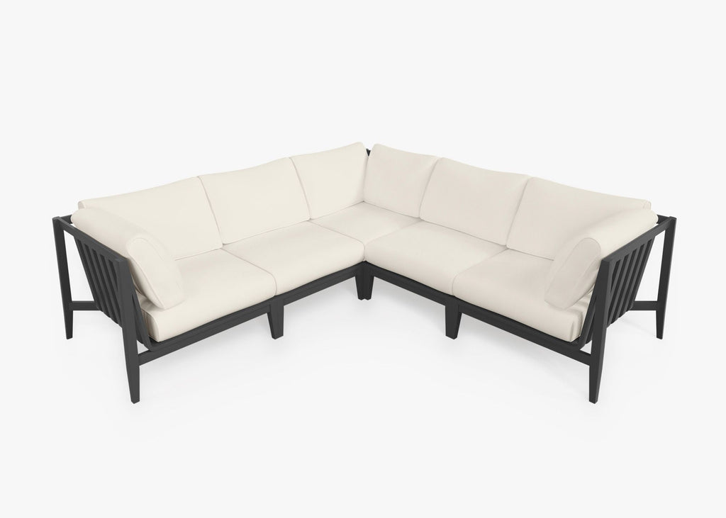 Canapé d'angle d'extérieur en aluminium anthracite - 5 places