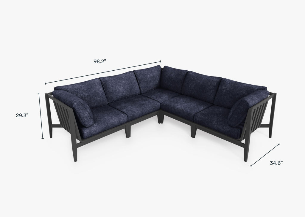 Canapé d'angle d'extérieur en aluminium anthracite - 5 places