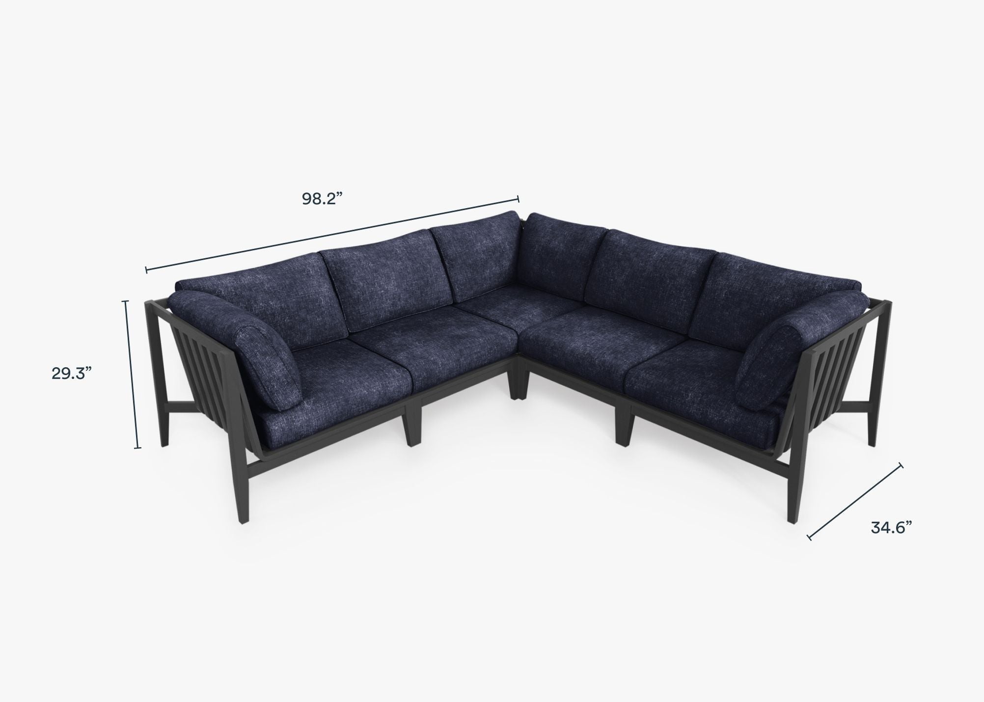 Canapé d'angle d'extérieur en aluminium anthracite - 5 places