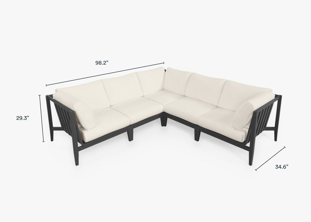 Canapé d'angle d'extérieur en aluminium anthracite - 5 places