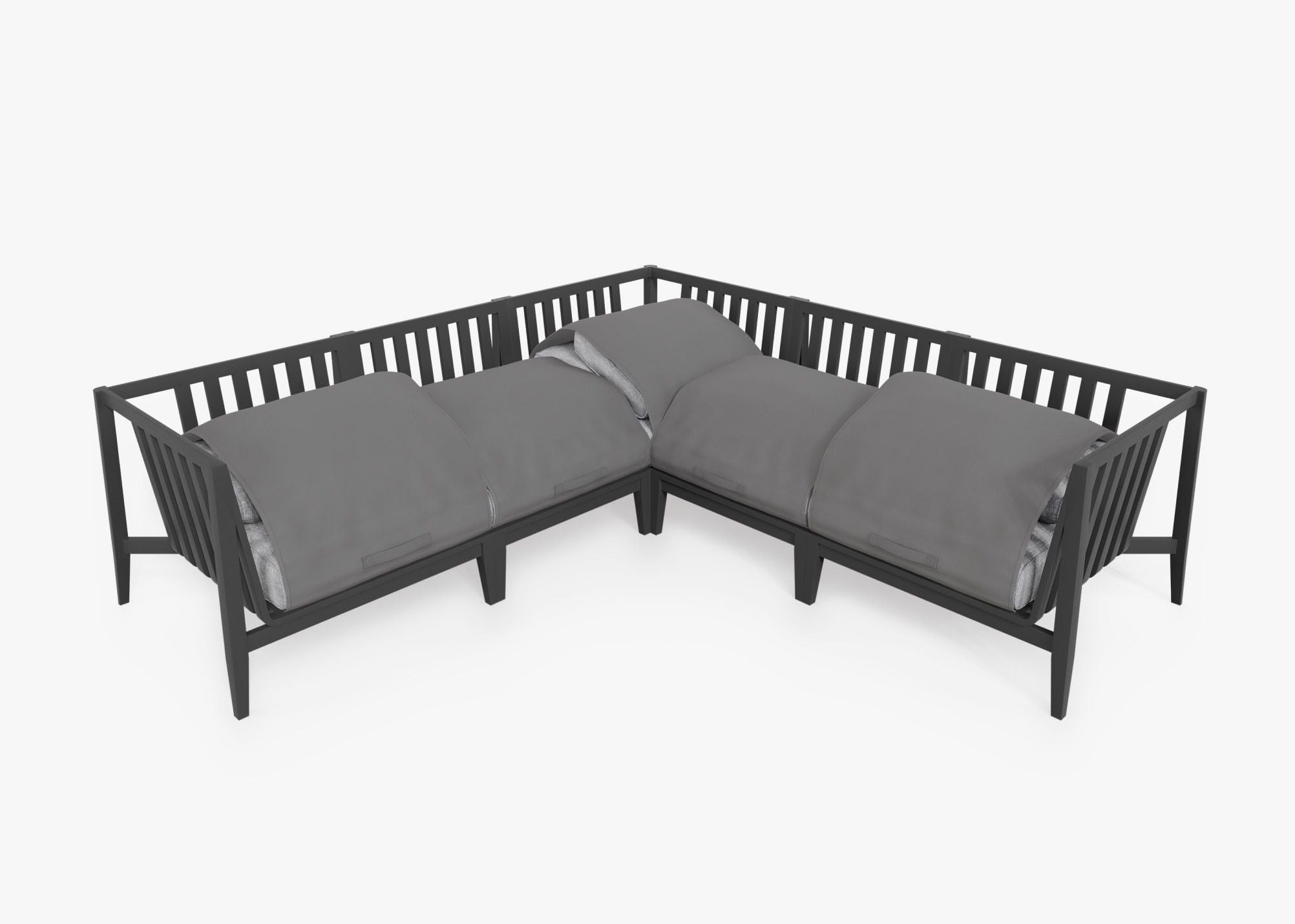 Canapé d'angle d'extérieur en aluminium anthracite - 5 places