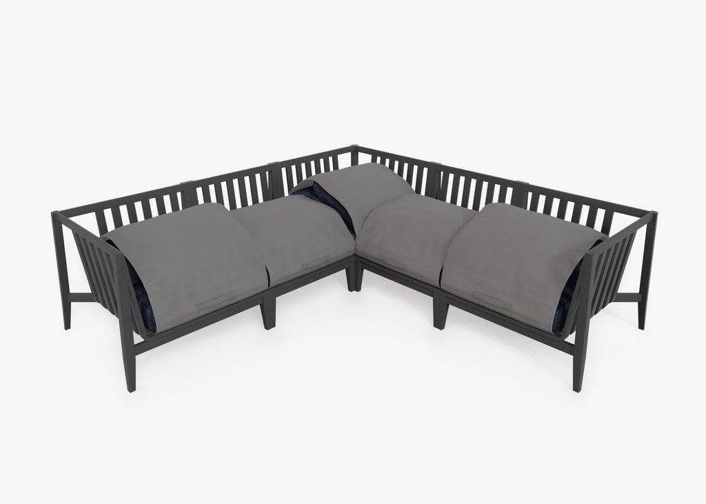 Canapé d'angle d'extérieur en aluminium anthracite - 5 places