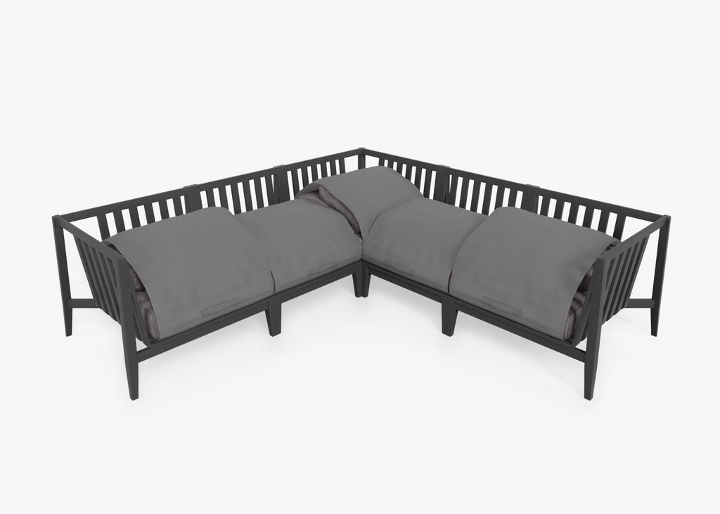 Canapé d'angle d'extérieur en aluminium anthracite - 5 places