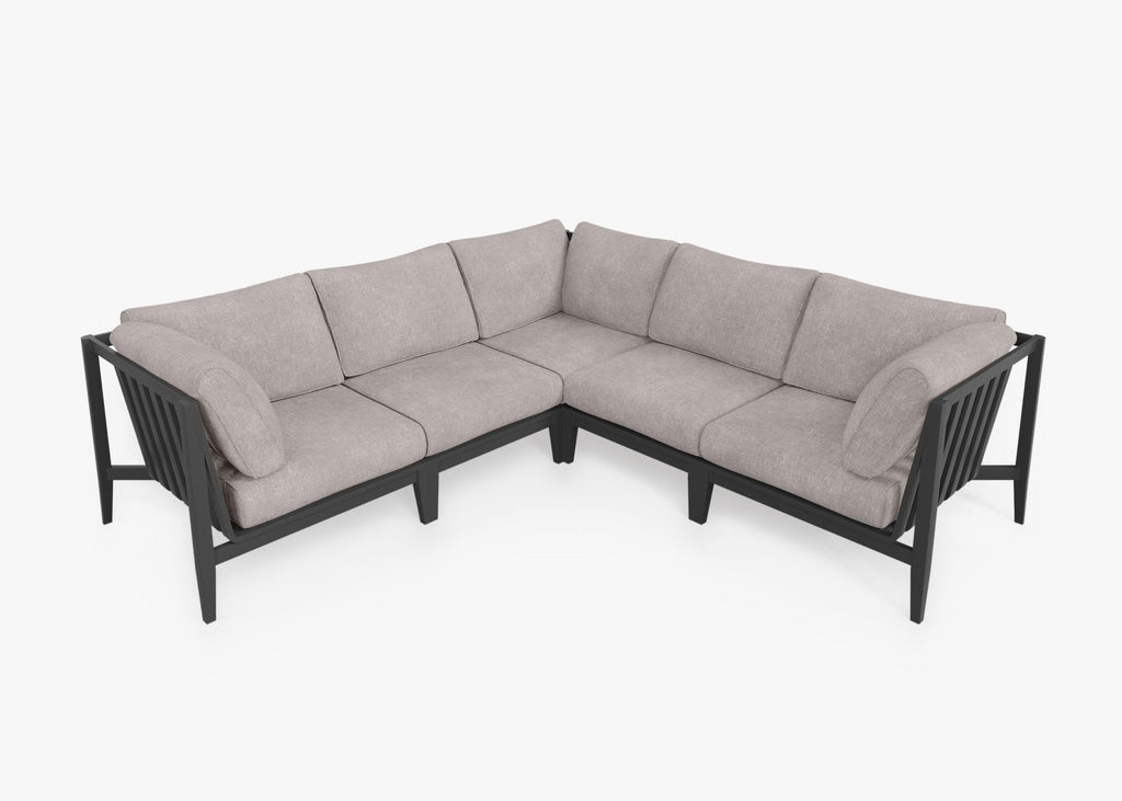 Canapé d'angle d'extérieur en aluminium anthracite - 5 places