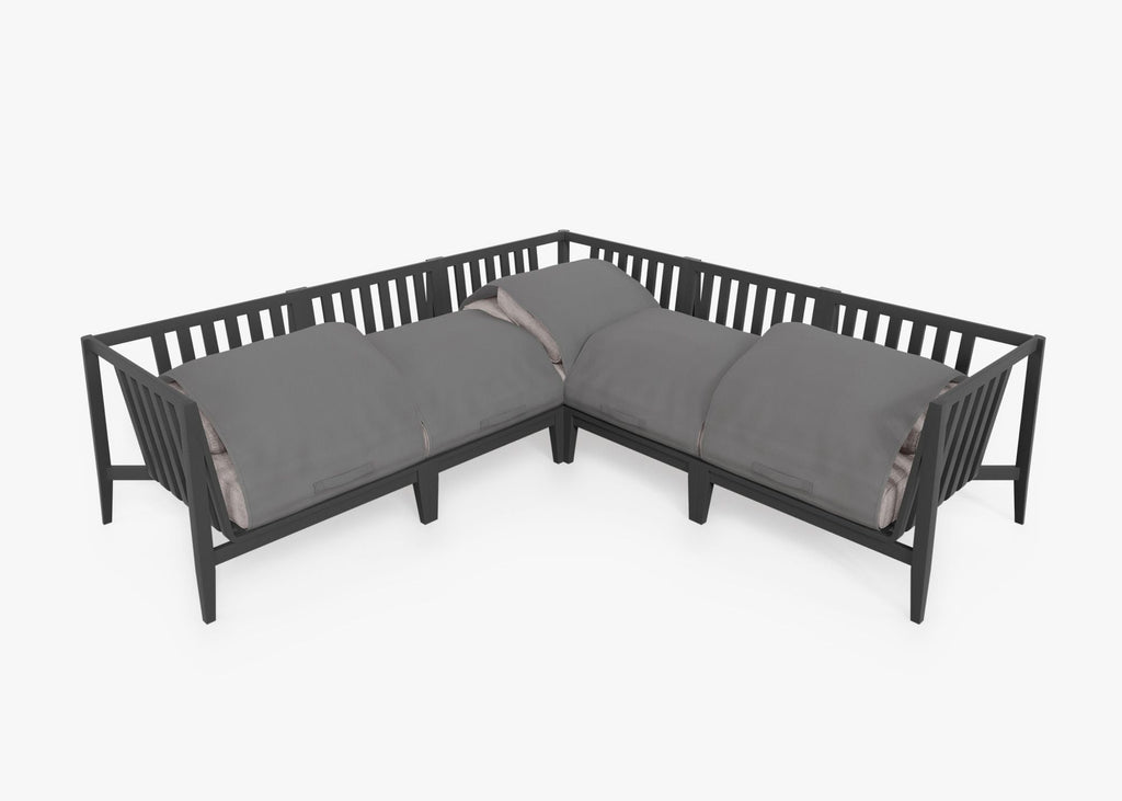 Canapé d'angle d'extérieur en aluminium anthracite - 5 places