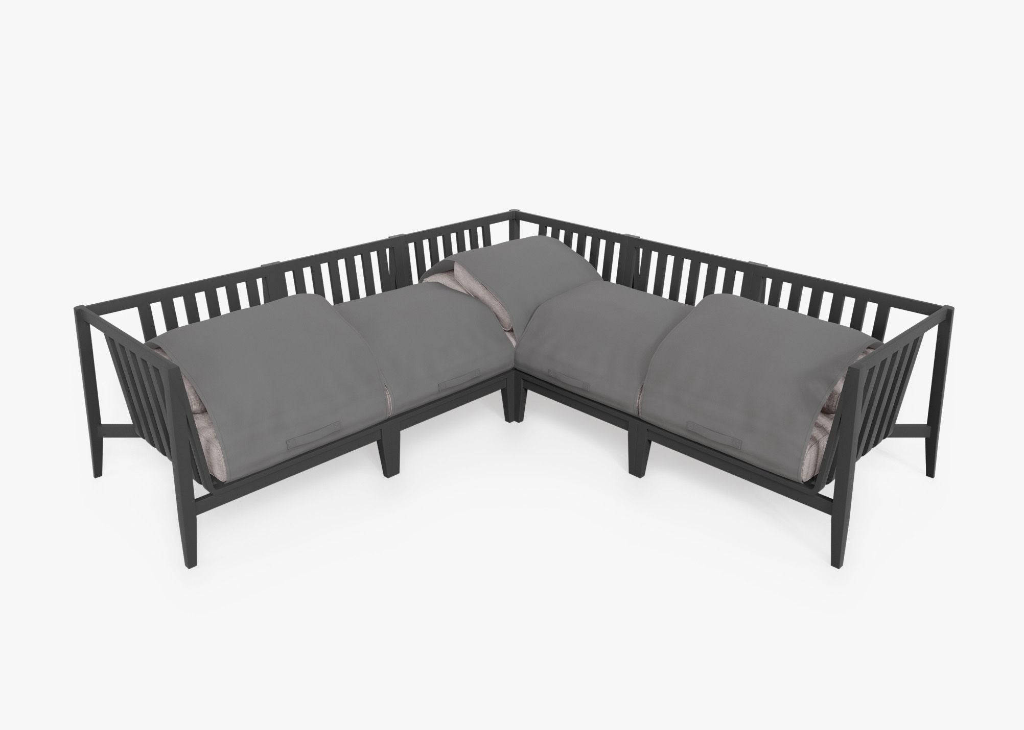 Canapé d'angle d'extérieur en aluminium anthracite - 5 places