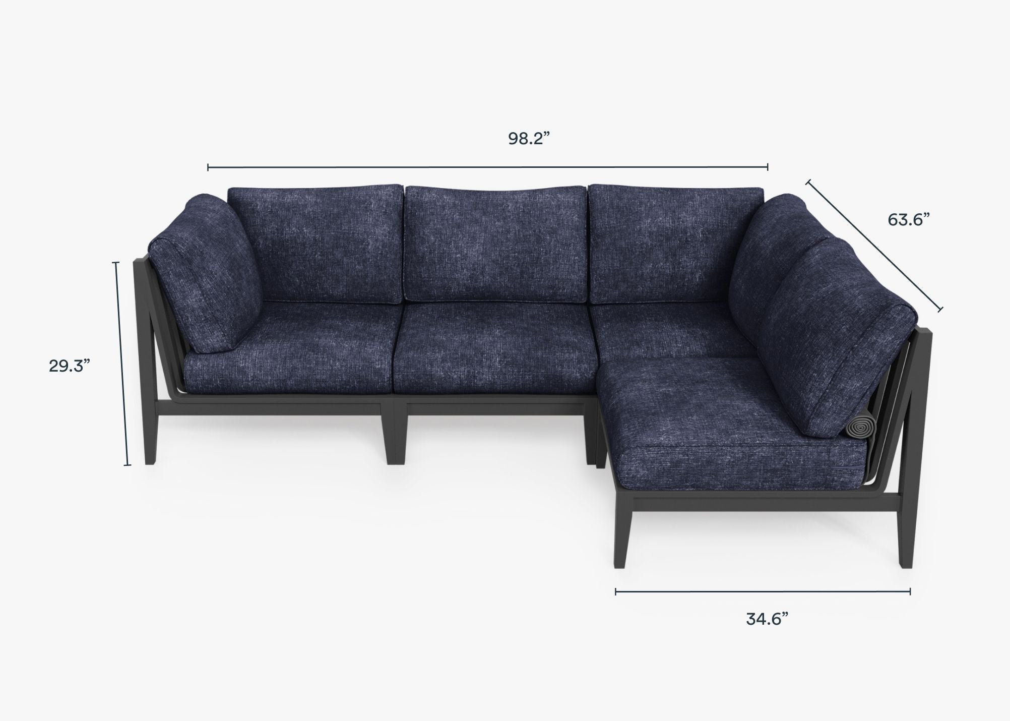 Canapé d'angle d'extérieur en aluminium anthracite - 4 places