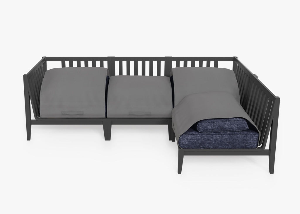 Canapé d'angle d'extérieur en aluminium anthracite - 4 places