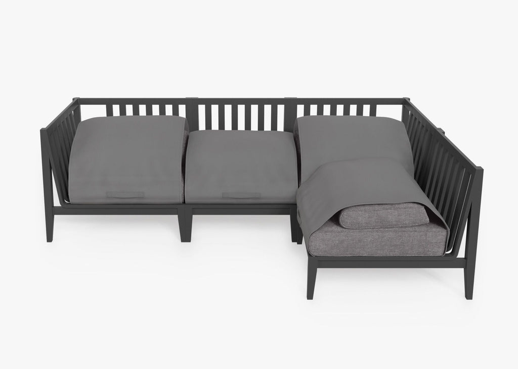 Canapé d'angle d'extérieur en aluminium anthracite - 4 places