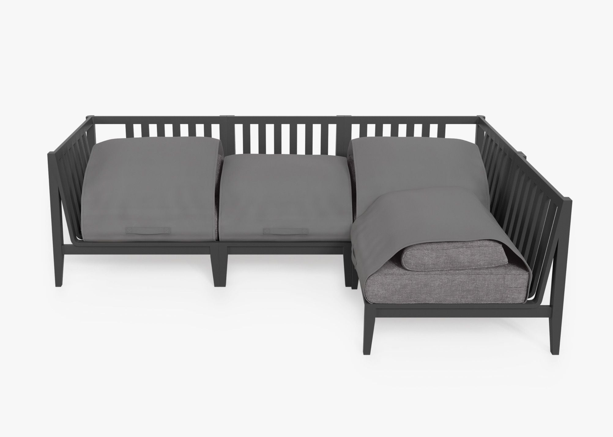 Canapé d'angle d'extérieur en aluminium anthracite - 4 places