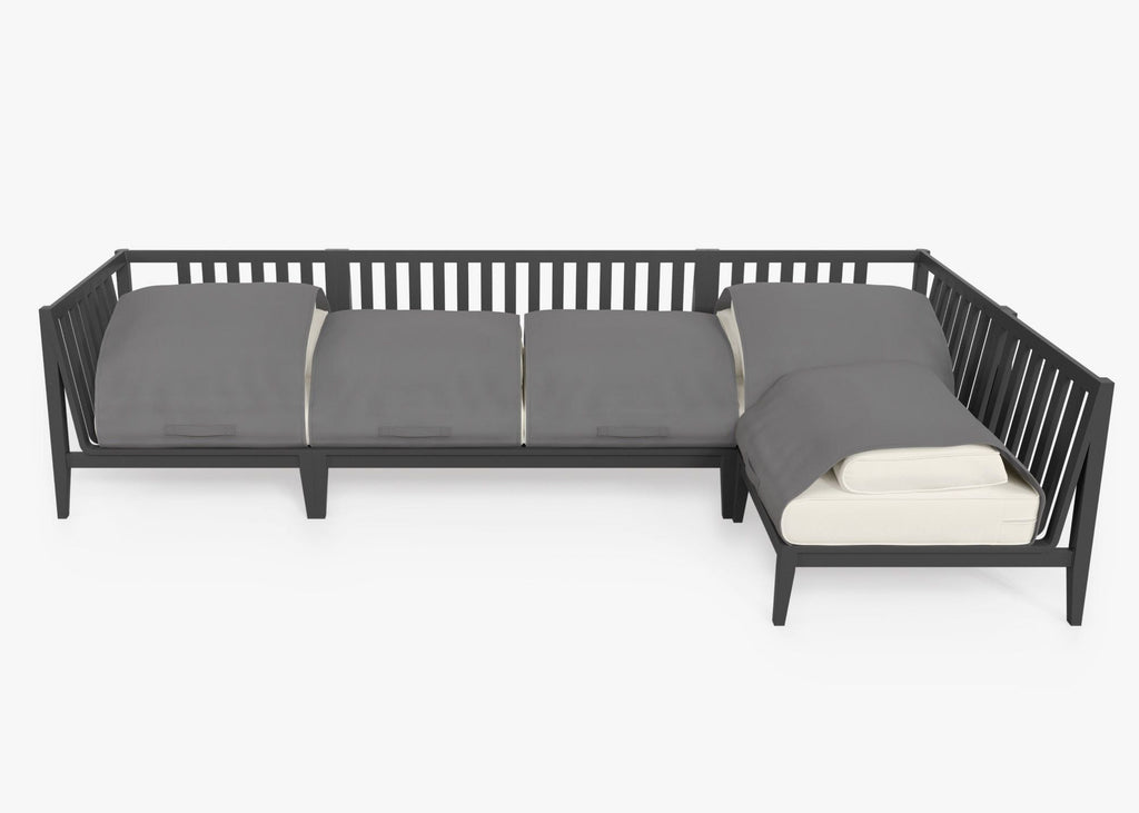 Canapé d'angle d'extérieur en aluminium anthracite - 5 places