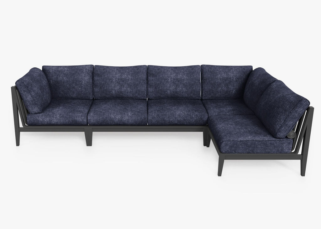 Canapé d'angle d'extérieur en aluminium anthracite - 5 places