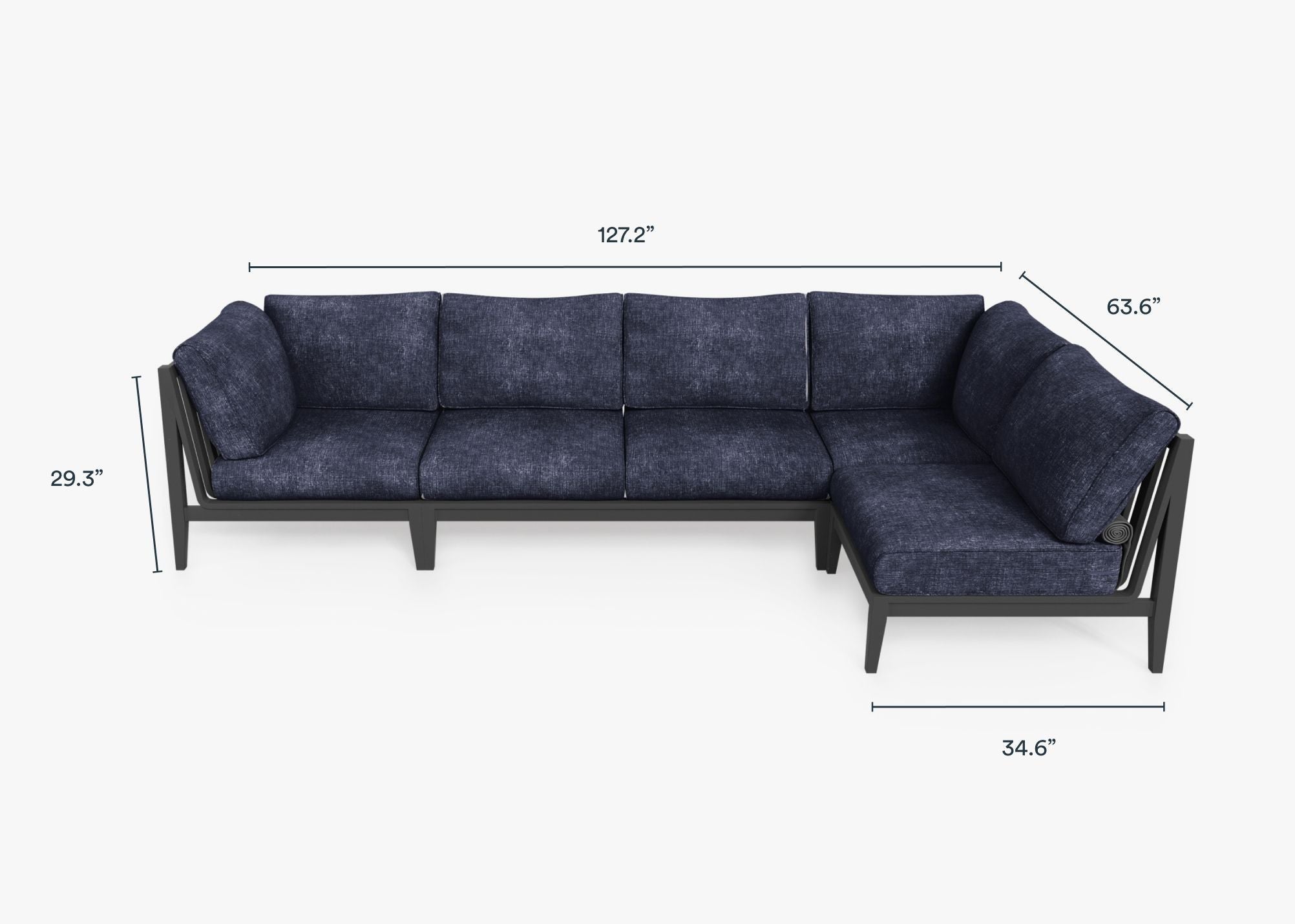 Canapé d'angle d'extérieur en aluminium anthracite - 5 places