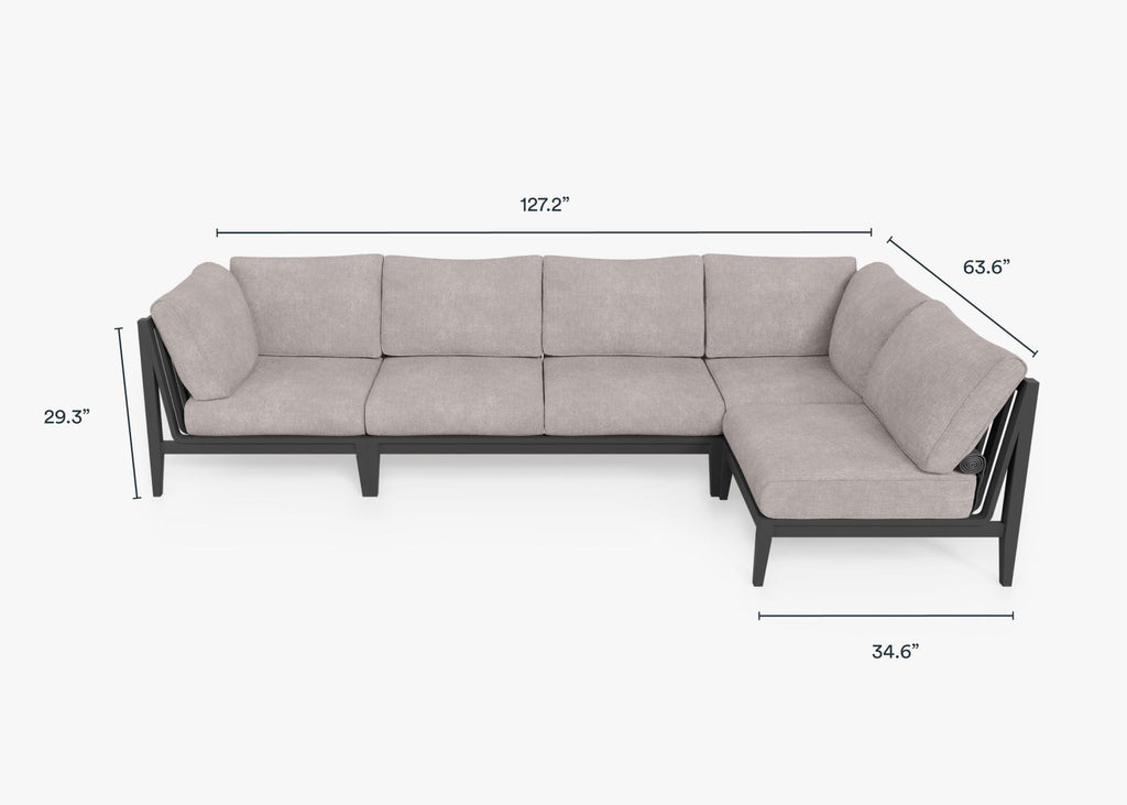 Canapé d'angle d'extérieur en aluminium anthracite - 5 places