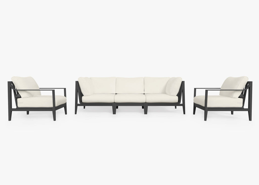 Canapé d'extérieur en aluminium anthracite avec fauteuils - 5 places