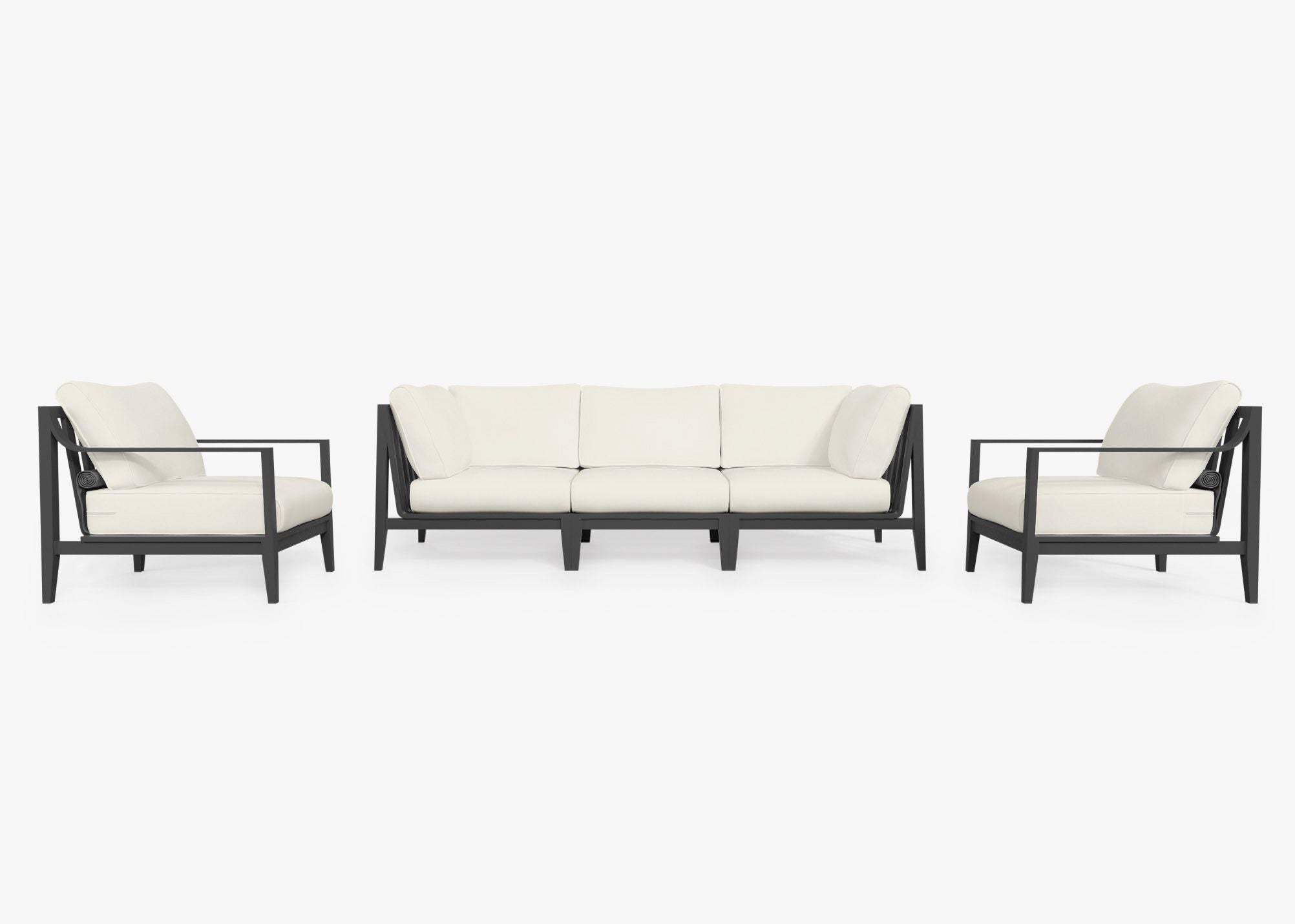 Canapé d'extérieur en aluminium anthracite avec fauteuils - 5 places