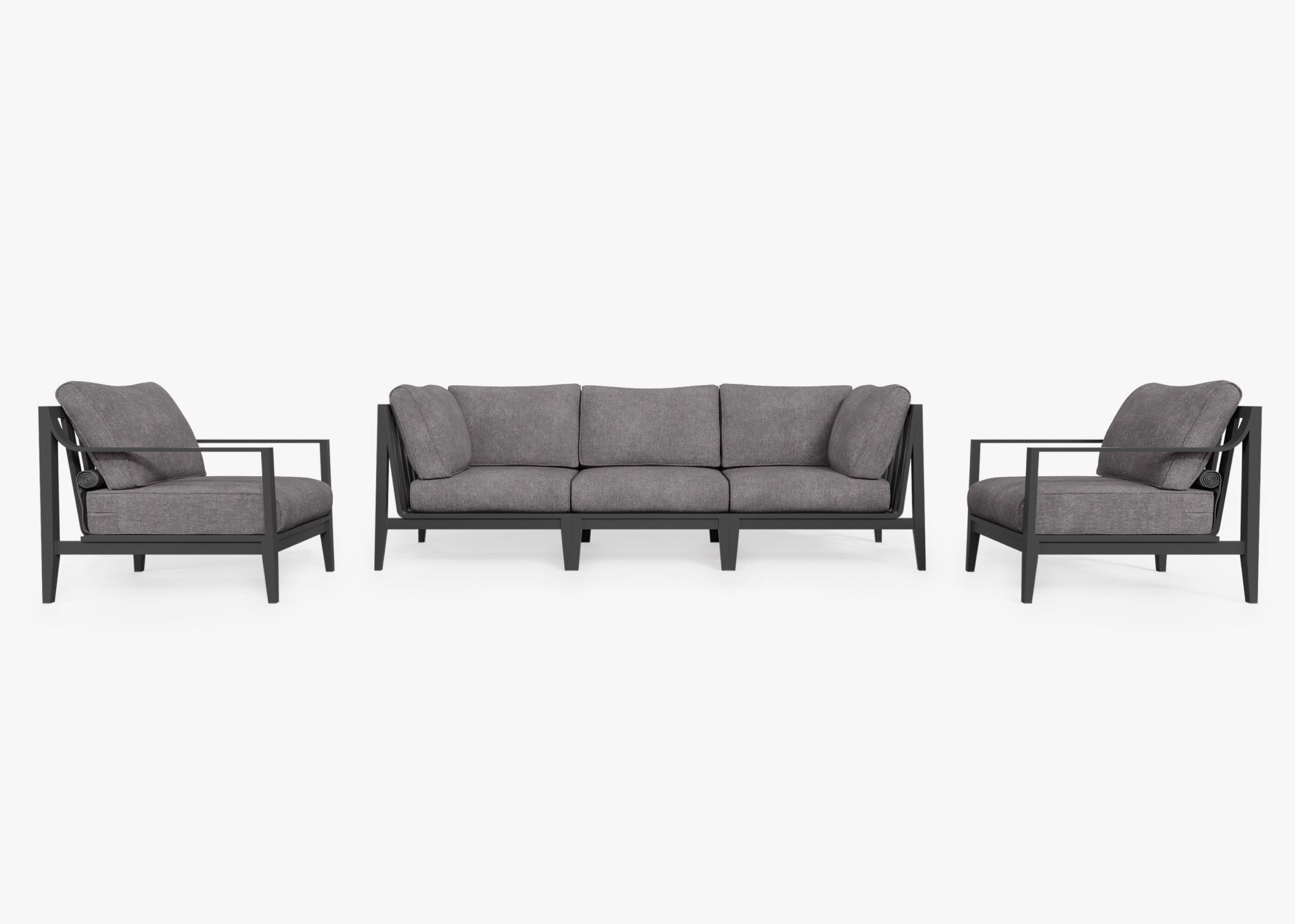 Canapé d'extérieur en aluminium anthracite avec fauteuils - 5 places